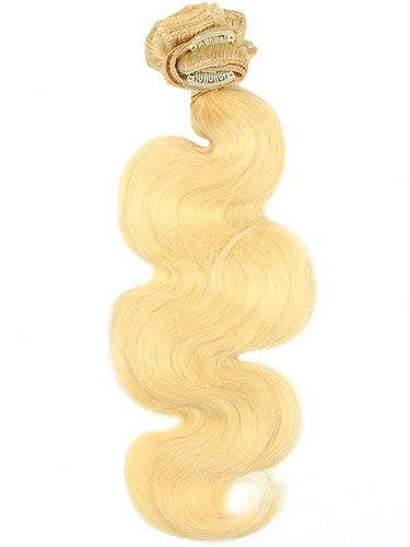 I&K Gold Clip In Body Wave Human Hair Extensions - Full Head #24-Light Blonde 18 inch