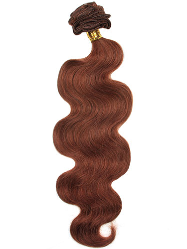 I&K Gold Clip In Body Wave Human Hair Extensions - Full Head #33-Rich Copper Red 18 inch