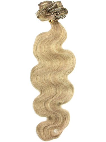 I&K Gold Clip In Body Wave Human Hair Extensions - Full Head #18/613 18 inch