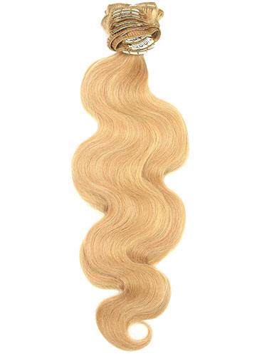 I&K Gold Clip In Body Wave Human Hair Extensions - Full Head #24/27 18 inch