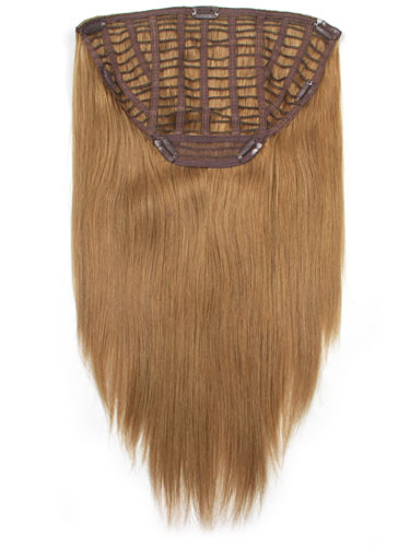 I&K Instant Clip In Human Hair Extensions - Full Head #8-Light Brown 18 inch