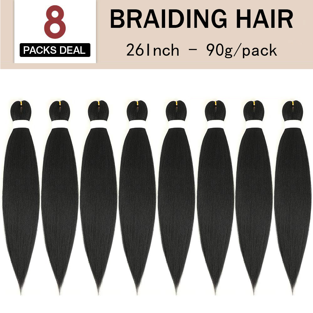 I&K Braiding Hair Soft Yaki 8 Packs 26 Inch - #1B