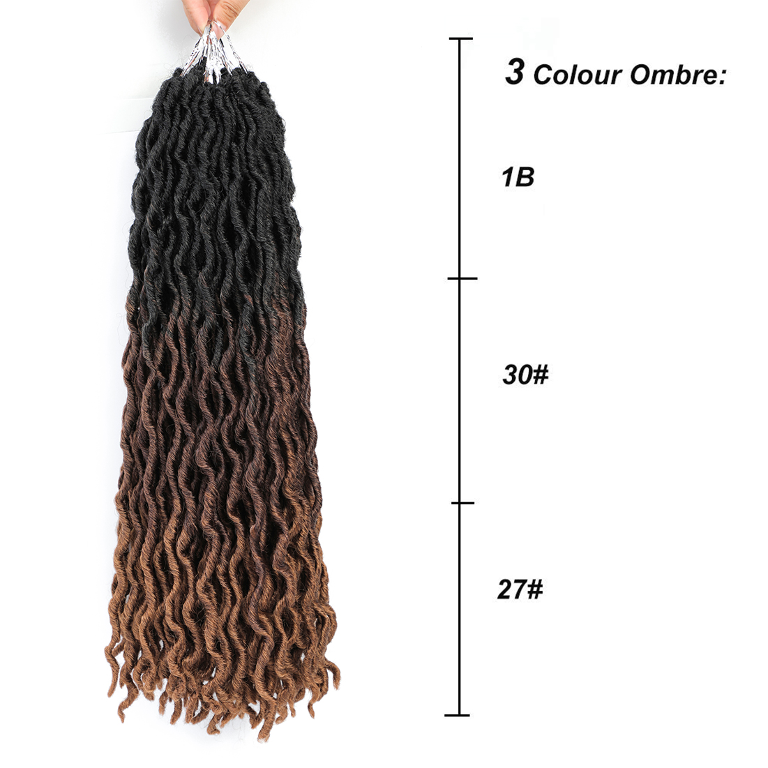 Gypsy Locs Crochet Faux Locs Braiding Hair 6pack 18inch - #T1B/30/27