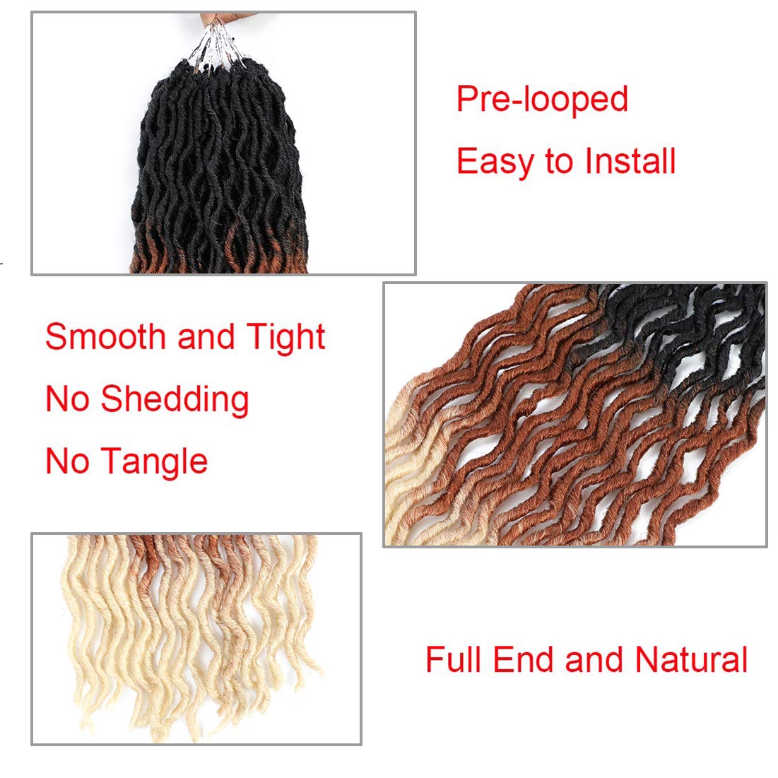 Gypsy Locs Crochet Faux Locs Braiding Hair 6pack 18inch - #T1B/30/613