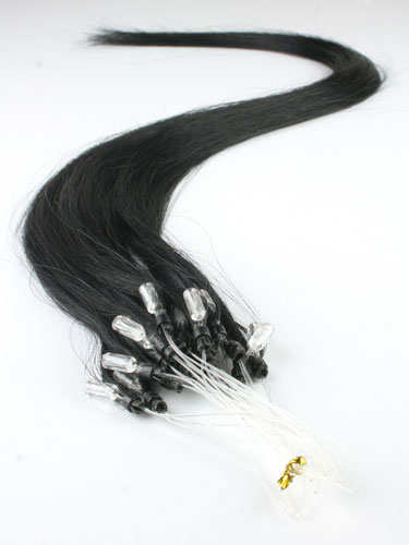 I&K Micro Loop Ring Human Hair Extensions #1-Jet Black 22 inch