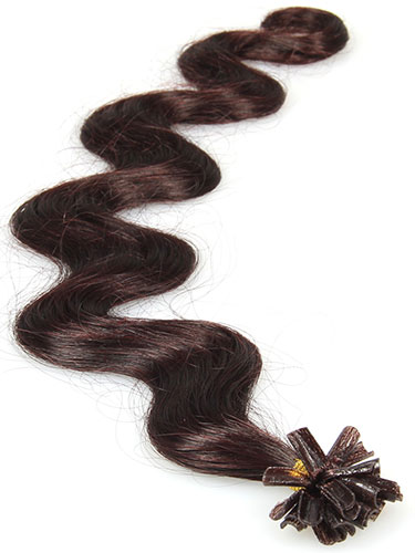 I&K Pre Bonded Nail Tip Human Hair Extensions - Body Wave #32-Dark Reddish Wine 18 inch