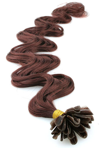 I&K Pre Bonded Nail Tip Human Hair Extensions - Body Wave #33-Rich Copper Red 18 inch