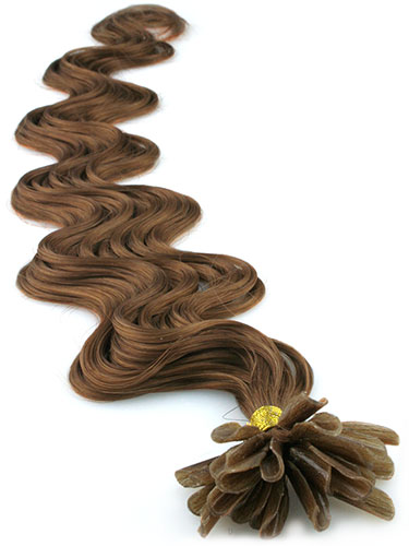 I&K Pre Bonded Nail Tip Human Hair Extensions - Body Wave #6-Medium Brown 18 inch