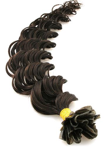 I&K Pre Bonded Nail Tip Human Hair Extensions - Deep Wave #2-Darkest Brown 22 inch