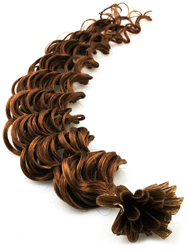 I&K Pre Bonded Nail Tip Human Hair Extensions - Deep Wave #6-Medium Brown 22 inch