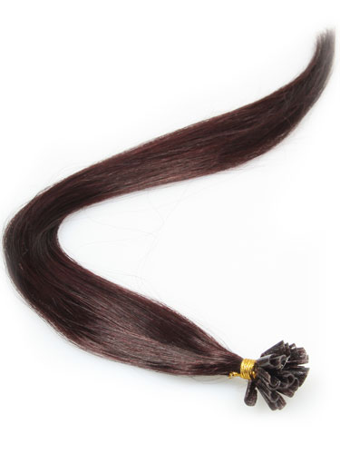 I&K Pre Bonded Nail Tip Human Hair Extensions #32-Dark Reddish Wine 14 inch