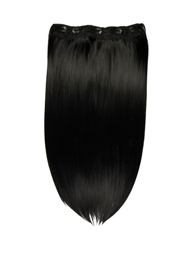 I&K Clip In Synthetic One Piece Hair Extensions #1-Jet Black 24 inch