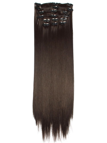 Fabulous Clip In Synthetic Hair Extensions - Full Head #4-Chocolate Brown 18 inch