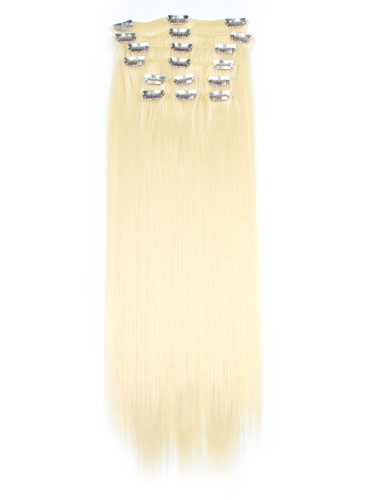 Fabulous Clip In Synthetic Hair Extensions - Full Head #613-Lightest Blonde 18 inch