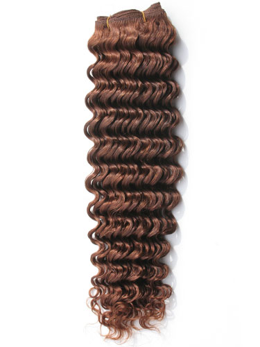 I&K Gold Weave Deep Wave Human Hair Extensions #6-Medium Brown 18 inch