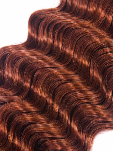 I&K Gold Weave Deep Wave Human Hair Extensions #33-Rich Copper Red 18 inch