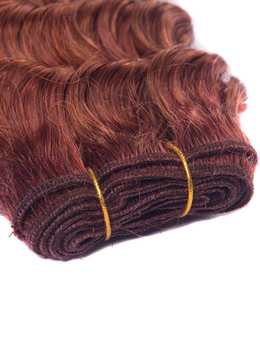 I&K Gold Weave Deep Wave Human Hair Extensions #33-Rich Copper Red 18 inch