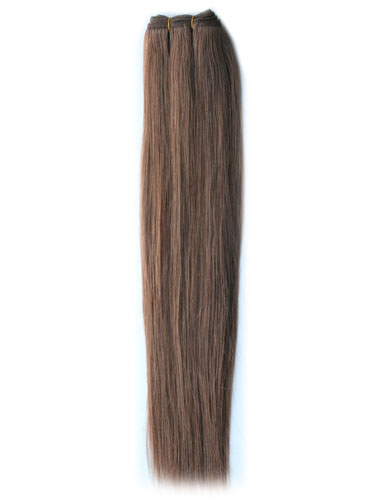I&K Gold Weave Straight Human Hair Extensions #8-Light Brown 18 inch