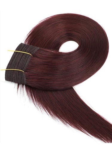 I&K Gold Weave Straight Human Hair Extensions #32-Dark Reddish Wine 14 inch