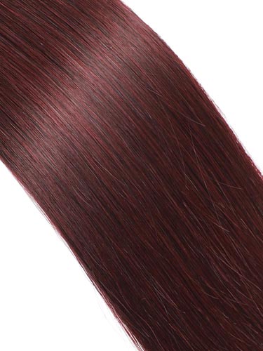 I&K Gold Weave Straight Human Hair Extensions #32-Dark Reddish Wine 14 inch