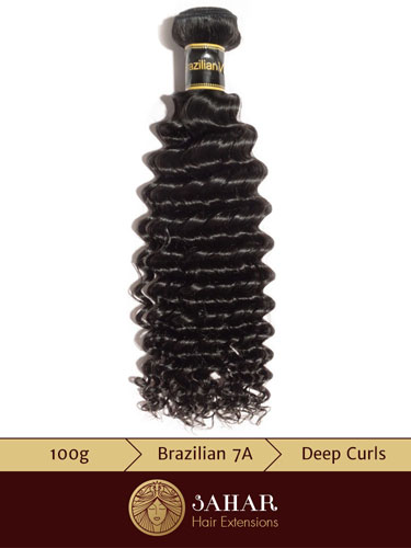 I&K Virgin Brazilian Weft Hair Extensions - Deep Curls [7A] (100g) 14 inch