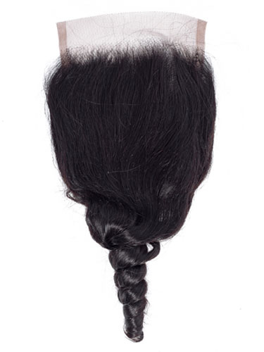 Sahar Unprocessed Brazilian Virgin Hair Top Lace Closure 4" x 4" (10A) - Loose Wave #1B-Natural Black 12 inch