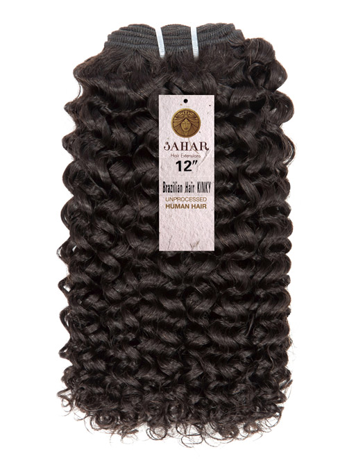 Sahar Unprocessed Brazilian Virgin Weft Hair Extensions 100g (10A) - Kinky #1B-Natural Black 12 inch