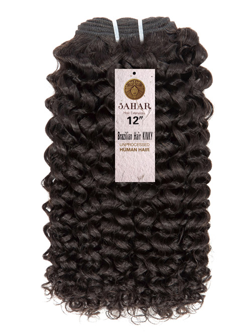 Sahar Unprocessed Peruvian Virgin Weft Hair Extensions 100g (10A) - Kinky #1B-Natural Black 12 inch