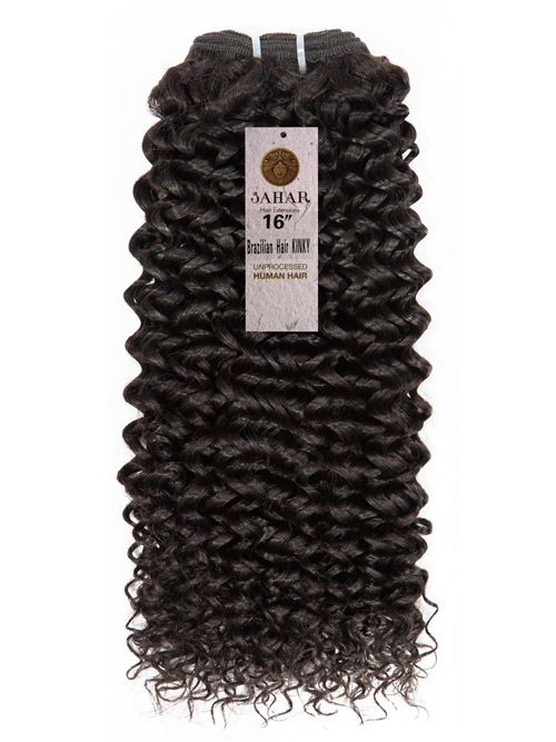 Sahar Unprocessed Peruvian Virgin Weft Hair Extensions 100g (10A) - Kinky #1B-Natural Black 16 inch