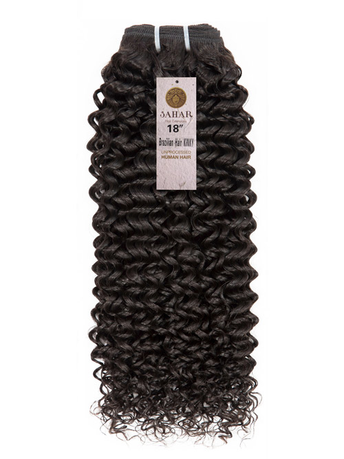 Sahar Unprocessed Brazilian Virgin Weft Hair Extensions 100g (10A) - Kinky #1B-Natural Black 18 inch