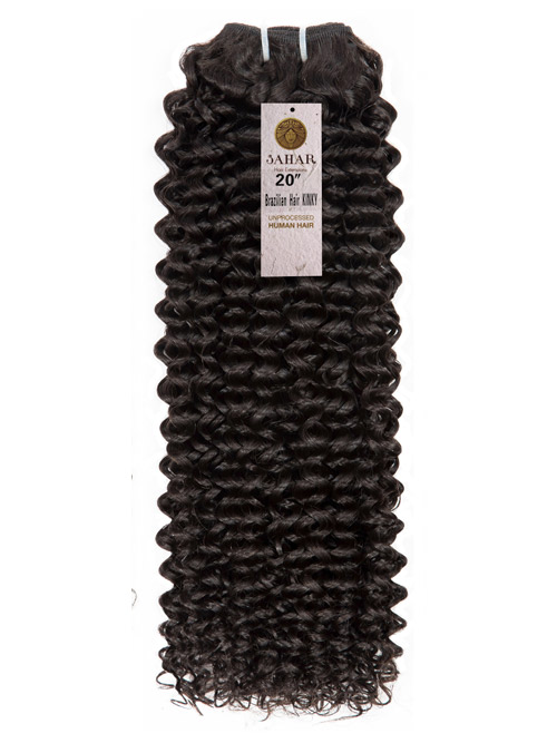 Sahar Unprocessed Peruvian Virgin Weft Hair Extensions 100g (10A) - Kinky #1B-Natural Black 20 inch