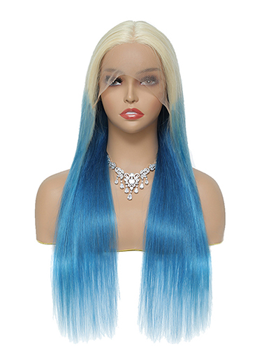 Sahar Tara Straight Human Hair Lace Front T Part Wig #T613-blue
