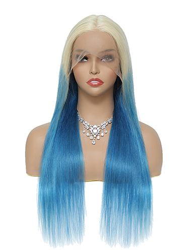 Sahar Tara Straight Human Hair Lace Front T Part Wig #T613-blue