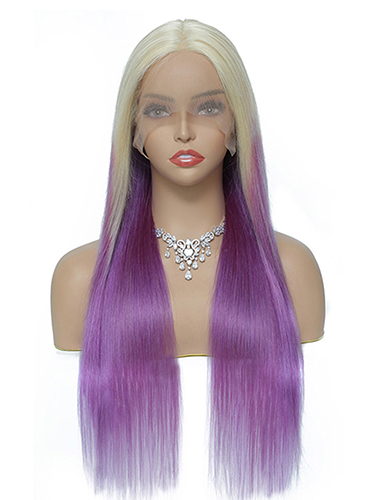 Sahar Tara Straight Human Hair Lace Front T Part Wig #T613-lightpurple