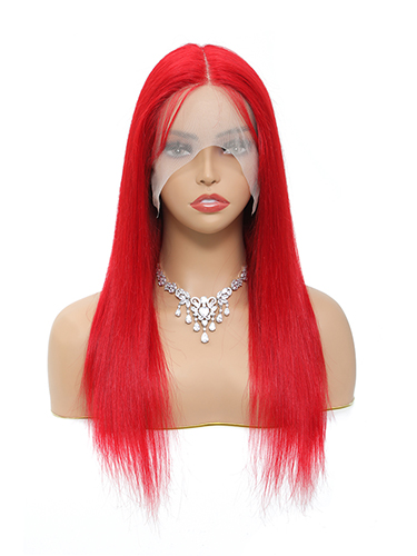 Sahar Tara Straight Human Hair Lace Front T Part Wig #Red