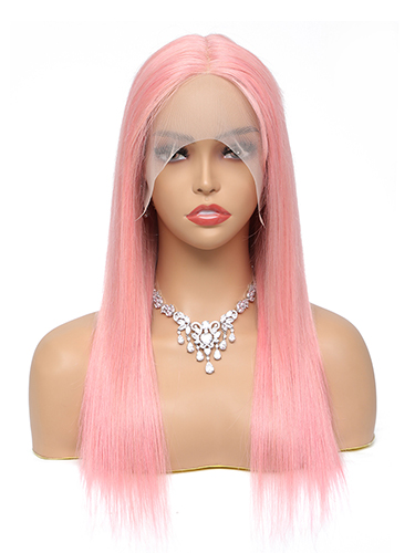 Sahar Tara Straight Human Hair Lace Front T Part Wig #Pink