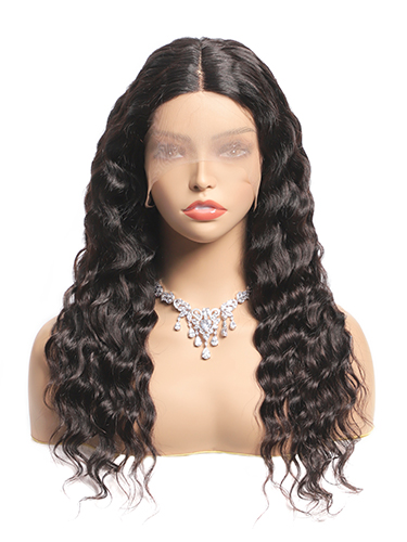 Sahar Naomi Loose Wave Human Hair Lace Front T Part Wig #1B Natural Black