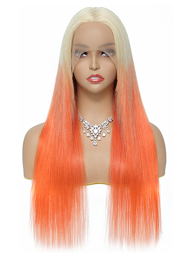 Sahar Tara Straight Human Hair Lace Front T Part Wig #T613-orange