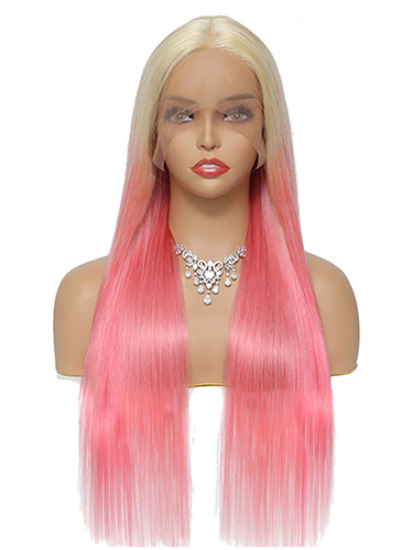 Sahar Tara Straight Human Hair Lace Front T Part Wig #T613-pink