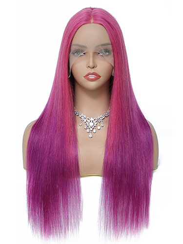 Sahar Tara Straight Human Hair Lace Front T Part Wig #violet-purple