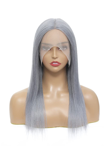 Sahar Tara Straight Human Hair Lace Front T Part Wig #Grey