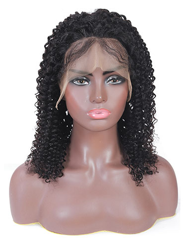 Sahar Alina Kinky Curl Human Hair Lace Front 13X4" Wig #1B Natural Black