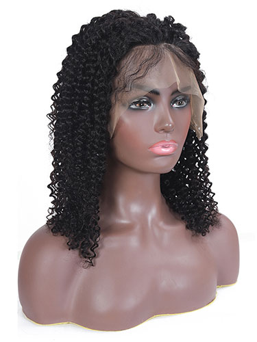 Sahar Alina Kinky Curl Human Hair Lace Front 13X4" Wig #1B Natural Black