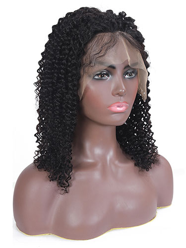 Sahar Alina Kinky Curl Human Hair Full Lace Wig #1B Natural Black