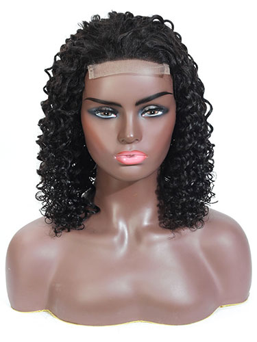 Sahar Faye Deep Wave Human Hair Lace Closure 4X4" Wig #1B Natural Black