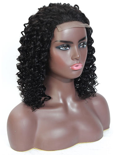 Sahar Faye Deep Wave Human Hair Lace Closure 4X4" Wig #1B Natural Black