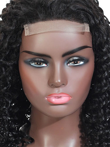 Sahar Faye Deep Wave Human Hair Lace Closure 4X4" Wig #1B Natural Black