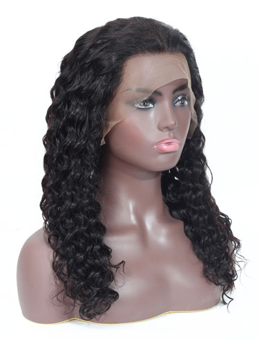 Sahar Faye Deep Wave Human Hair Full Lace Wig #1B Natural Black