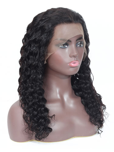 Sahar Faye Deep Wave Human Hair Lace Front 13X4" Wig #1B Natural Black