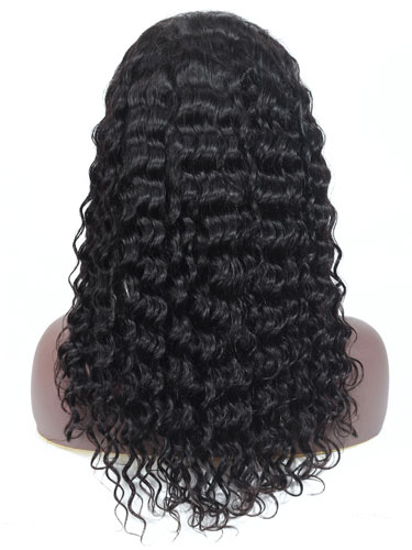 Sahar Faye Deep Wave Human Hair Lace Front 13X4" Wig #1B Natural Black